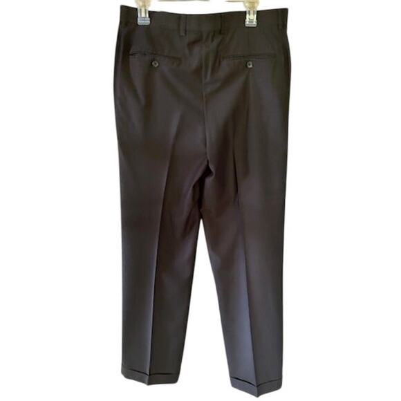 Geoffrey Beene Men’s Dress Pants Pleated Front Cuffed Hem Gray Micro Check - Picture 4 of 6